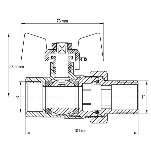 Кран с американкой 1" (Koer KR.227.W) белый (KR0098) KR0098 фото