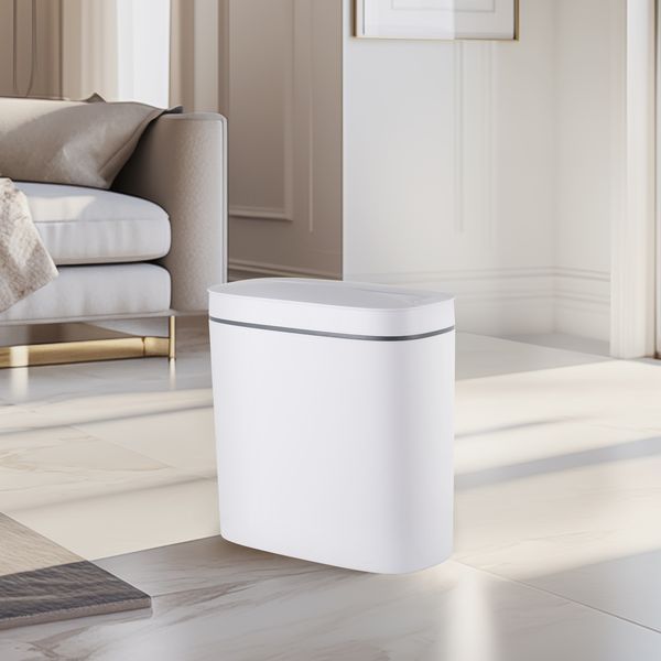 Відро для сміття сенсорне овальне Mixxus Flat-TC0109 White 9 л колір білий (MI7074) MI7074 фото