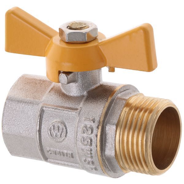 Кран шаровой Waterpro WP607-20FMW-Y - 3/4" FMW ГШМ YELLOW, ручка "бабочка" желтая (WP2892) WP2892 фото