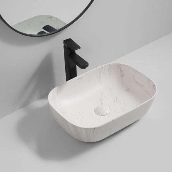 Раковина накладна Mixxus Premium DIVERSE-0112 MARBLE 455х325х135mm (MP6543) MP6543 фото
