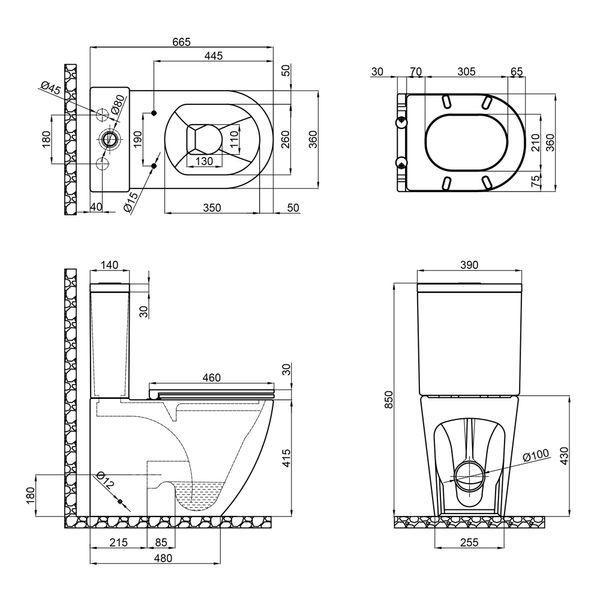 Бачок до унітазу-компакту Mixxus Premium Ellipse-0402-R Tank 660х390х855 зі зливною арматурою (MI8319) MI8319 фото