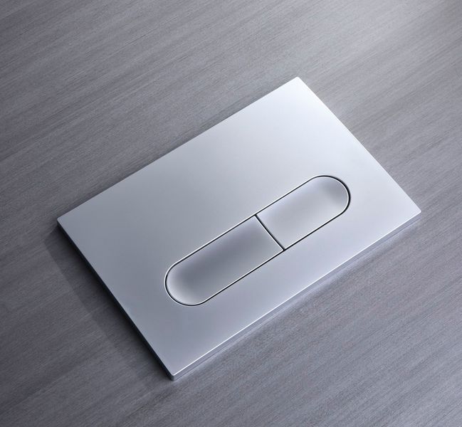 Панель змиву Koer KT-0608-14 240x160x10mm пластикова, кнопка закруглена (колір сатин) (KR6127) KR6127 фото