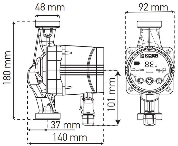 Насос циркуляційний відцентр. енергосберег. Koer KP.N25/4-180 (KP0246) KP0246 фото