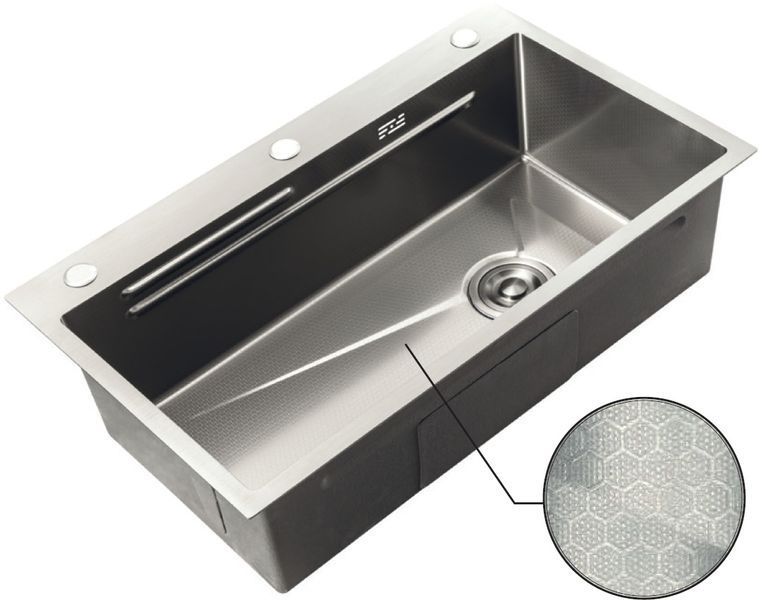 Мийка Zerix ZH7545-SET-05 DECOR NANO-SILVER (3.0/0.8) з нерж. сталі, комплект (нержавійка) (ZM5584) ZM5584 фото