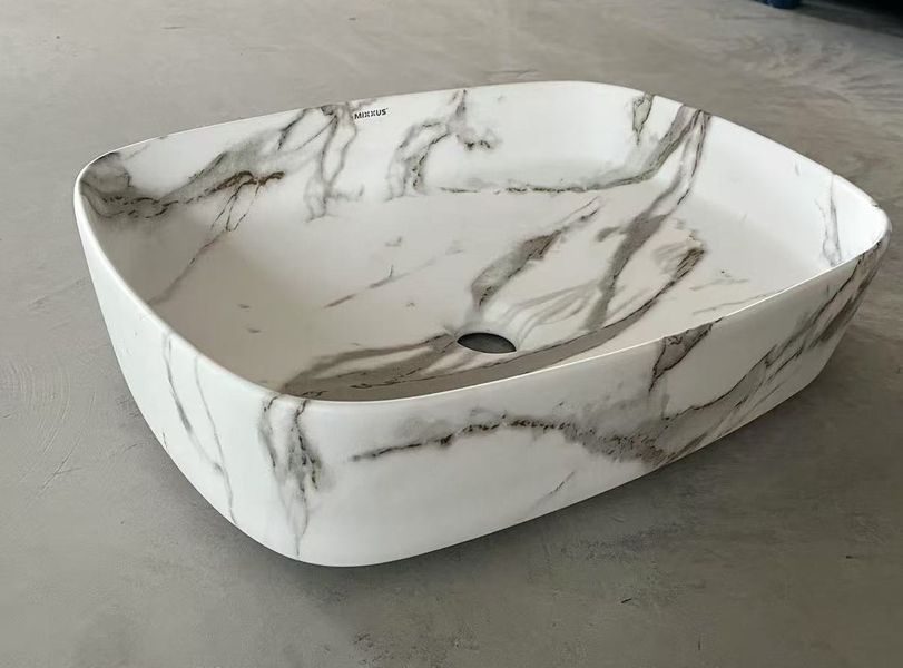 Раковина накладна Mixxus Premium BEVEL-0102 MARBLE 495х370х135mm (MP6519) MP6519 фото