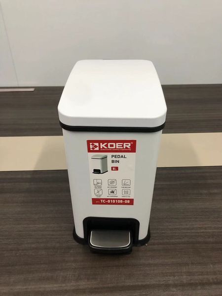 Мусорное ведро с плавным закрытием прямоугольное Koer TC-010108-08 8 л цвет белый (KR5592) KR5592 фото