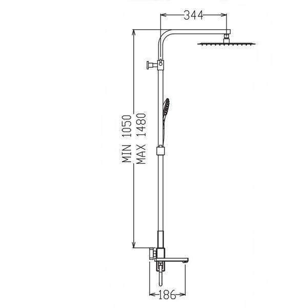 Душова колона зі змішувачем KOER KB-56039-01 3 функції (Колір хром) (KR5995) KR5995 фото