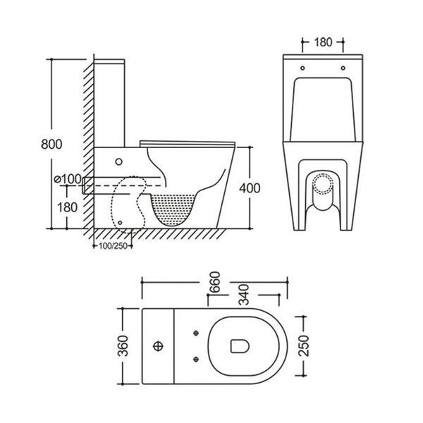 Унитаз-компакт Mixxus BEVEL-0404-T3 660х360х800mm, система смыва TORNADO 3.0 (MI6726) MI6726 фото