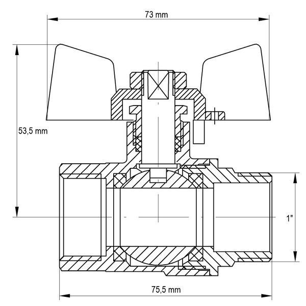 Кран шаровый Koer 1" ГШБ газ (KR.518.PR.GAS) (KR0054) KR0054 фото