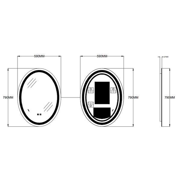 Дзеркало Zerix Fusion MV01-60x80-REVERSE з LED Touch, Anti-fog, димером, регулятором яскравості (ZX6068) ZX6068 фото