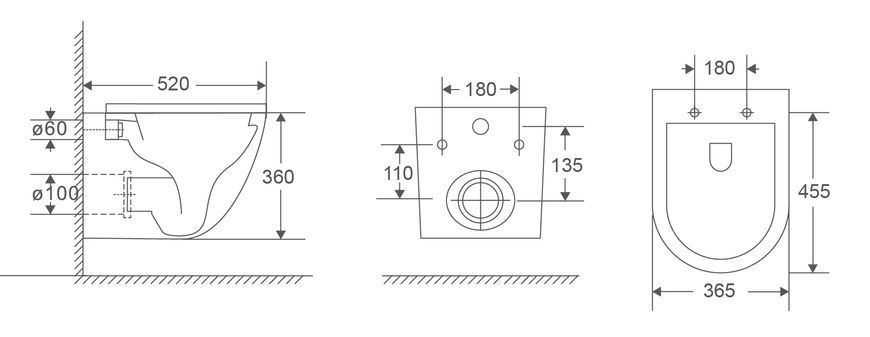 Унитаз подвесной Mixxus Premium Ellipse-0303-R 520x365x360mm, система смыва Rimless (MP6463) MP6463 фото