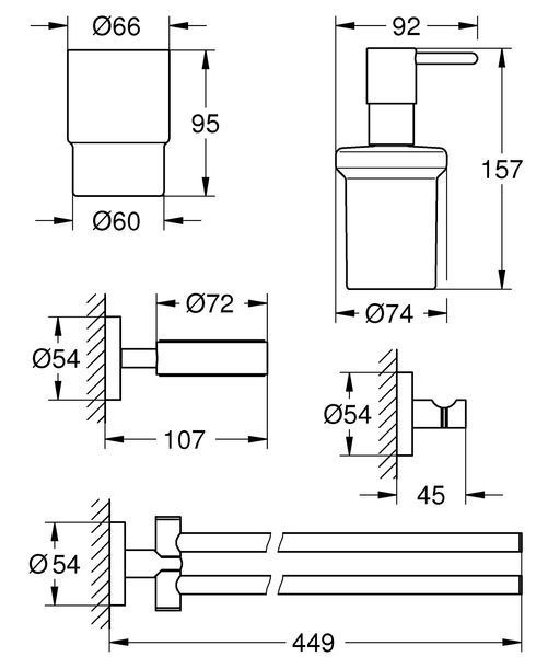 Набір аксесуарів 4 в 1 Grohe Essentials New (40846001) 40846001 фото