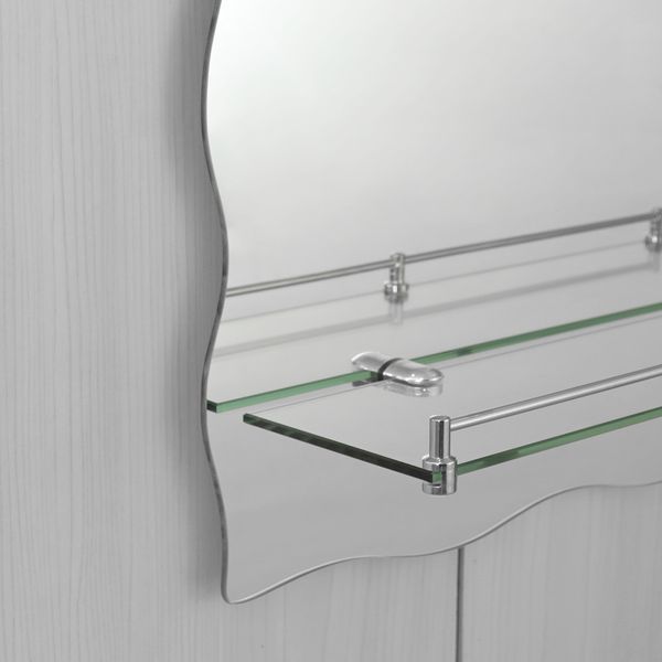 Зеркало настенное Zerix MIRRA MRZ02-60x85x10 прямоугольное с дугообразным верхом, фигурными боками и полкой (ZX5620) ZX5620 фото