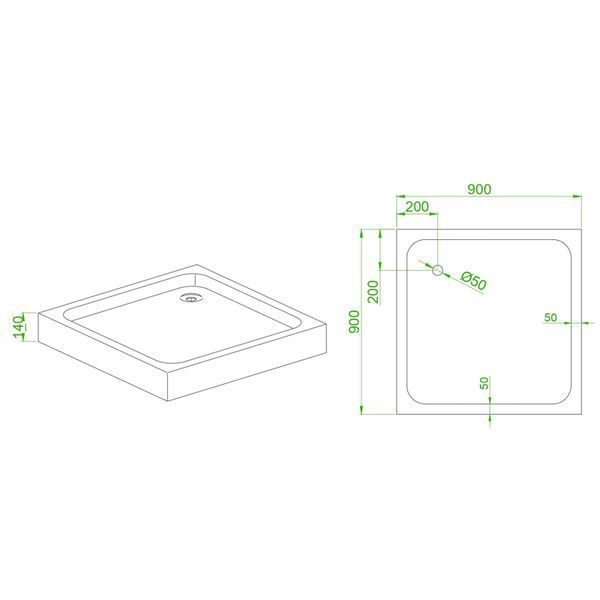 Душевой поддон с сифоном MIXXUS CUBIC ST01-90x90x13 квадратный диаметр слива 52 мм NEW (MI8371) MI8371 фото