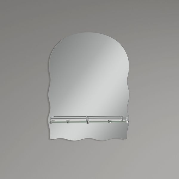 Зеркало настенное Zerix MIRRA MRZ02-60x85x10 прямоугольное с дугообразным верхом, фигурными боками и полкой (ZX5620) ZX5620 фото