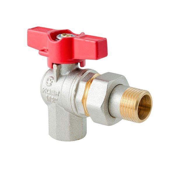 Кран с американкой угловой Koer Extreme KE.228-15 - 1/2" ручка "бабочка" красная (KR5763) KR5763 фото