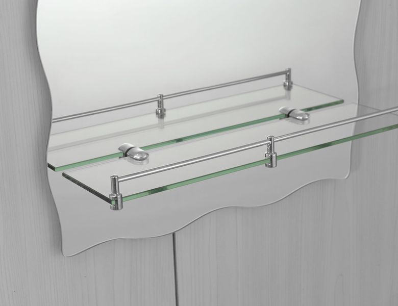 Зеркало настенное Zerix MIRRA MRZ02-60x85x10 прямоугольное с дугообразным верхом, фигурными боками и полкой (ZX5620) ZX5620 фото