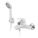 Змішувач для ванни PLAMIX RODRI-009 EURO SET WHITE (з шлангом, лійкою та кронштейном) (PM0740) PM0740 фото