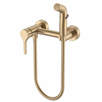 Змішувач настінний з гігієнічним душем Zerix Rex-222 Brushed Gold з нерж.сталі (Колір мат.золото) (ZX6122) ZX6122 фото