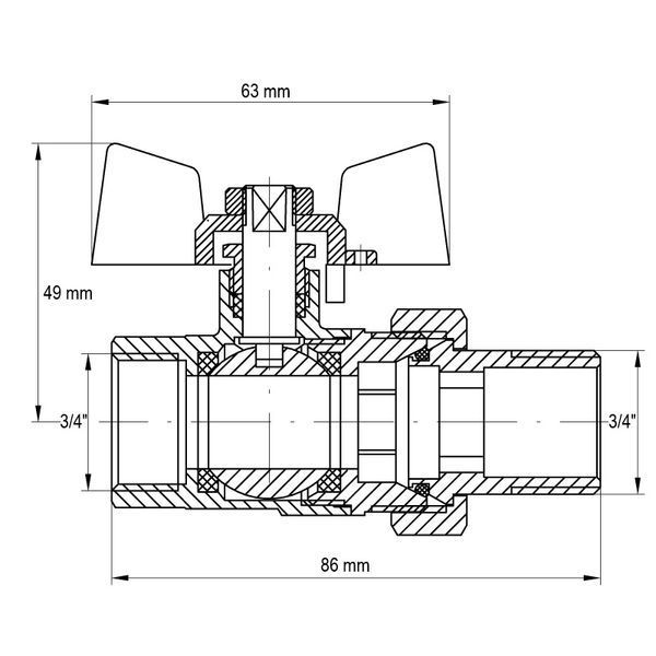 Кран с американкой 3/4" (Koer KR.227.W) белый (KR0097) KR0097 фото