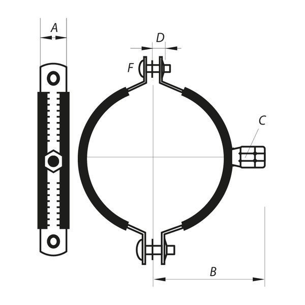 Хомут трубний оцинкований Koer KC.20 4" (110-118) (без анкера) чорний (KR2802) KR2802 фото