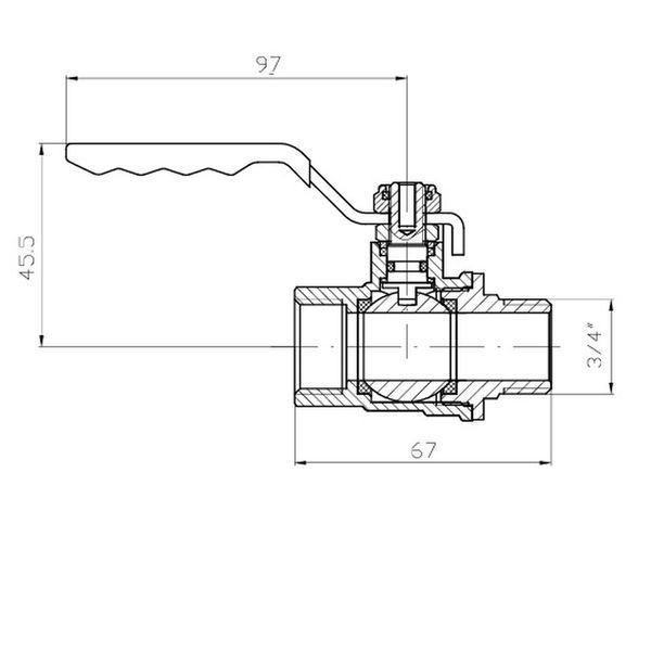 Кран шаровой ГШВ Koer Extreme KE.215-20 - 3/4" FM ручка "рычаг" красная (KR5751) KR5751 фото