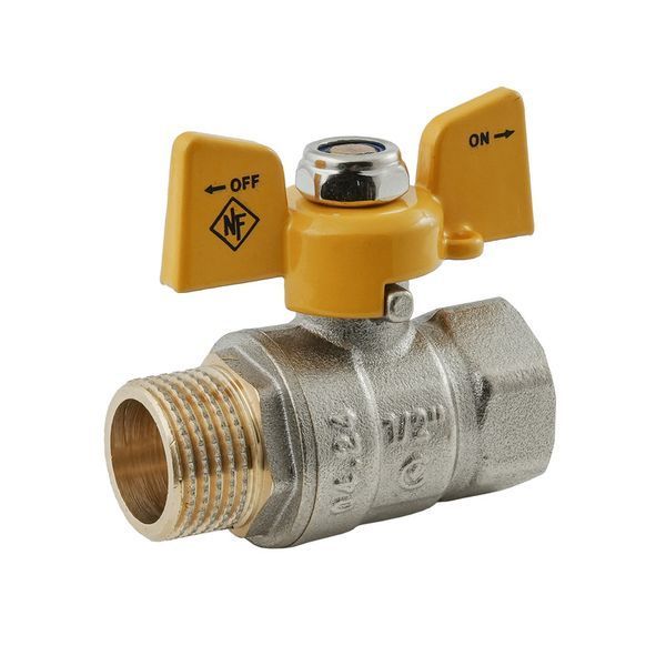 Кран кульовий Nolf classic NFC.722-06-1/2" FM ГШМ YELLOW, ручка "метелик" жовта (NF3129) NF3129 фото