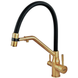 Смеситель для кухни с силиконовым изливом Zerix MAG-021 Brushed Gold Refl.Black из нерж. стали SUS304 с выходом для пит.воды (ZX6007) ZX6007 фото 1