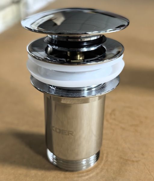 Донный клапан для раковины Koer PW-08-01 1 1/4'' без перелива автоматический СLICK-СLACK (Цвет хром) (KR5786) KR5786 фото