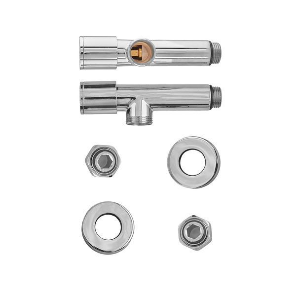Комплект кранов для полотенцесушителя угловой Koer KR.SET.533 - M1/2''xM1/2'' удлиненный, хромированный (KR5842) KR5842 фото