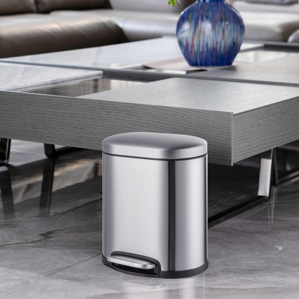 Відро для сміття з плавним закриттям овальне Mixxus Premium Topper-TC0205 SS Color 5л колір нержавійка (MI7059) MI7059 фото