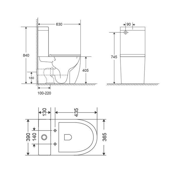 Чаша унітазу-компакту Mixxus Premium Ellipse-0401-T1 Bowl 630х390х840 Tornado 1.0 без сидіння (MI8344) MI8344 фото