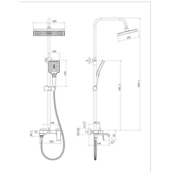 Душова колона зі змішувачем Haiba Gaudi 009-J GRAPHITE (HB9643) HB9643 фото