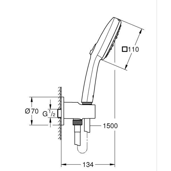 Душевой набор с настенным ручным душем Grohe Tempesta Cube 110 3 режима, черный матовый (269102433) 269102433 фото