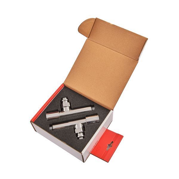 Комплект кранов для полотенцесушителя угловой Koer KR.SET.533 - M1/2''xM1/2'' удлиненный, хромированный (KR5842) KR5842 фото