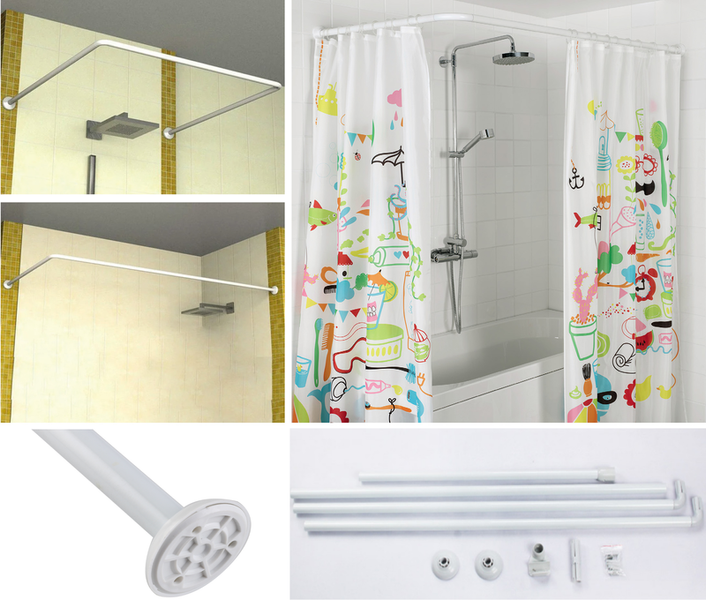Штанга для шторки П-подібна універсальна Mixxus CRA-U-80x80x80 80x80x80cm, 80x160cm, 240cm (алюміній) (БЛІСТЕР) (AC3592) AC3592 фото