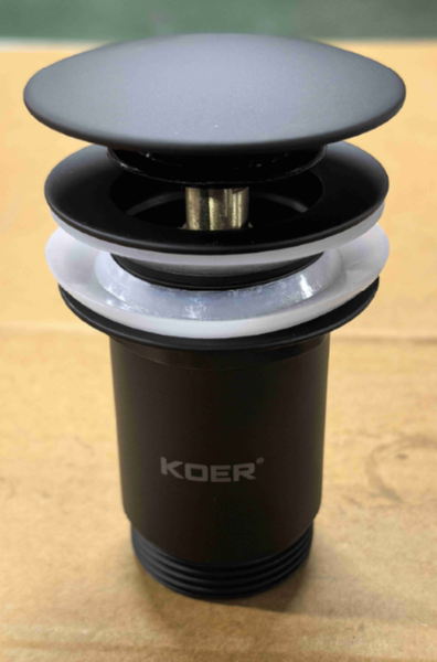 Донний клапан для раковини Koer PW-07-05 1 1/4'' з переливом автоматичний СLICK-СLACK (Колір чорн) (KR5785) KR5785 фото