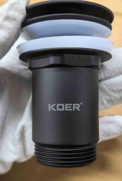 Донний клапан для раковини Koer PW-07-05 1 1/4'' з переливом автоматичний СLICK-СLACK (Колір чорн) (KR5785) KR5785 фото