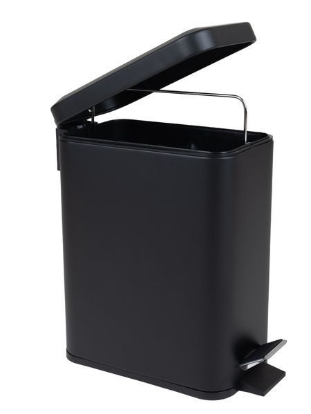 Відро для сміття з плавним закриттям прямокутне Zerix Sansa-TC0105 Black 5 л колір чорний (ZX5894) ZX5894 фото