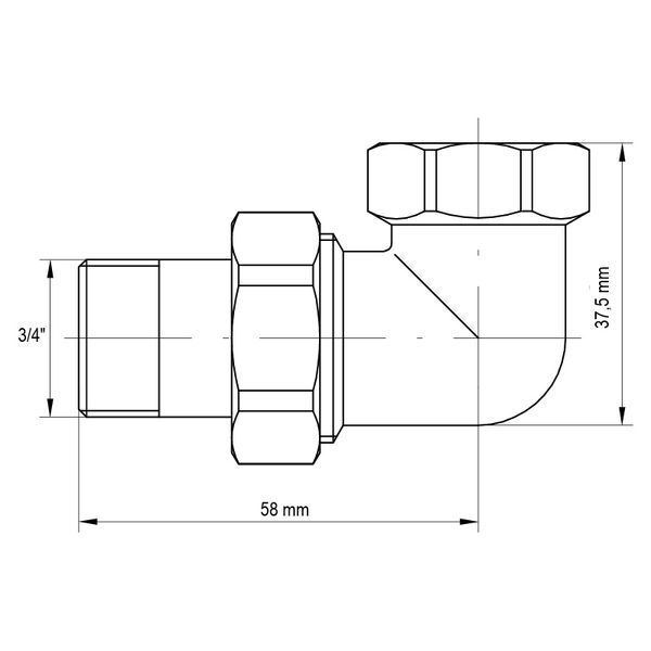 Сгон американка 3/4" угловой Koer KR.342 (KR0143) KR0143 фото