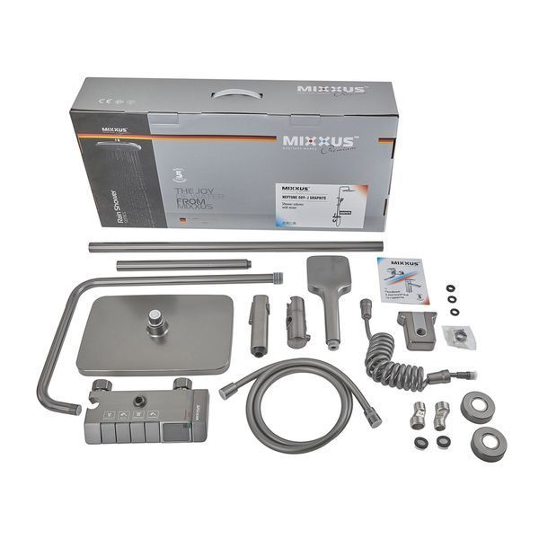 Душевая колонна со смесителем Mixxus Premium NEPTUNE 009-J GRAPHITE с кнопкой переключения, 4 режима (MI6833) MI6833 фото