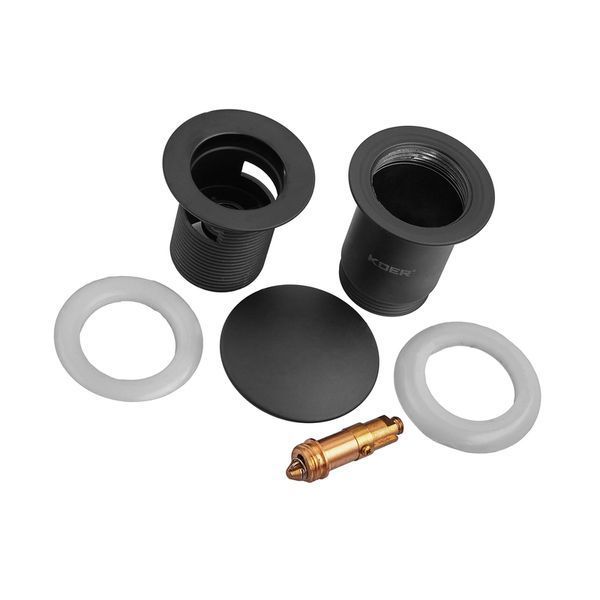 Донний клапан для раковини Koer PW-07-05 1 1/4'' з переливом автоматичний СLICK-СLACK (Колір чорн) (KR5785) KR5785 фото
