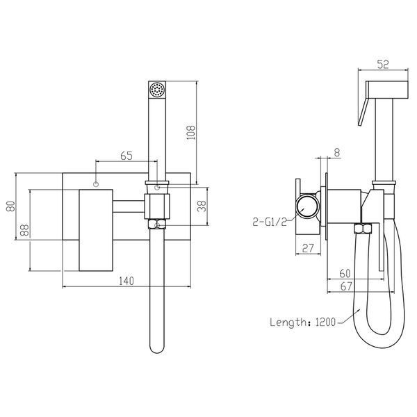 Змішувач для гігієнічного душу Mixxus Premium Bend 002 Inner з лійкою (MI6924) MI6924 фото