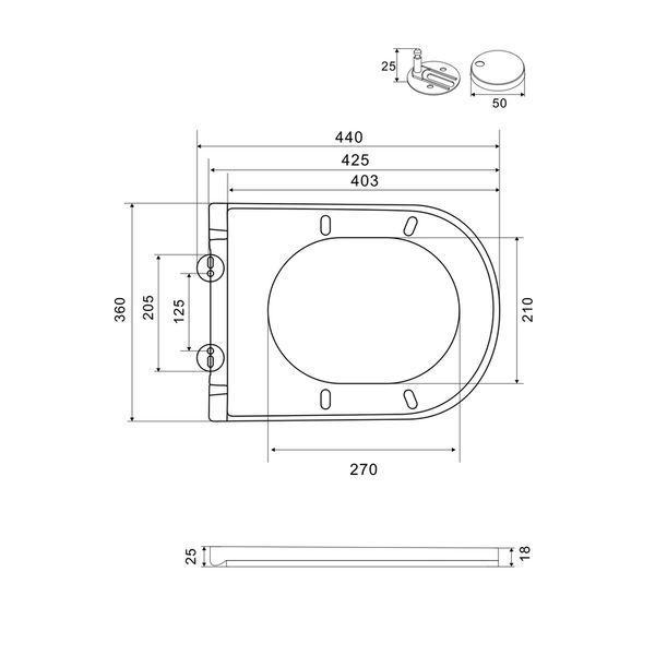 Сидіння-кришка для унітазу Mixxus Premium SEAT COVER ELLIPSE-2006 425х360х25mm дюропласт (MP6689) MP6689 фото
