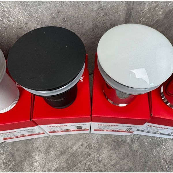 Донний клапан для раковини Koer PW-07-05 1 1/4'' з переливом автоматичний СLICK-СLACK (Колір чорн) (KR5785) KR5785 фото