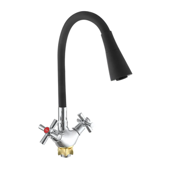 Смеситель для кухни с силиконовым изливом Zerix TLT 722 Reflector Black (цвет излива черный) (ZX5989) ZX5989 фото