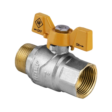 Кран кульовий Nolf NF.722 - 1" FM ГШМ YELLOW, ручка "метелик" жовта (NF2953) NF2953 фото