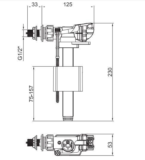 Арматура НАПОЛНИТЕЛЬНАЯ KOER KT-0106-1/2" с БОКОВЫМ подключением и пластиковой резьбой 1/2" (KR5336) KR5336 фото