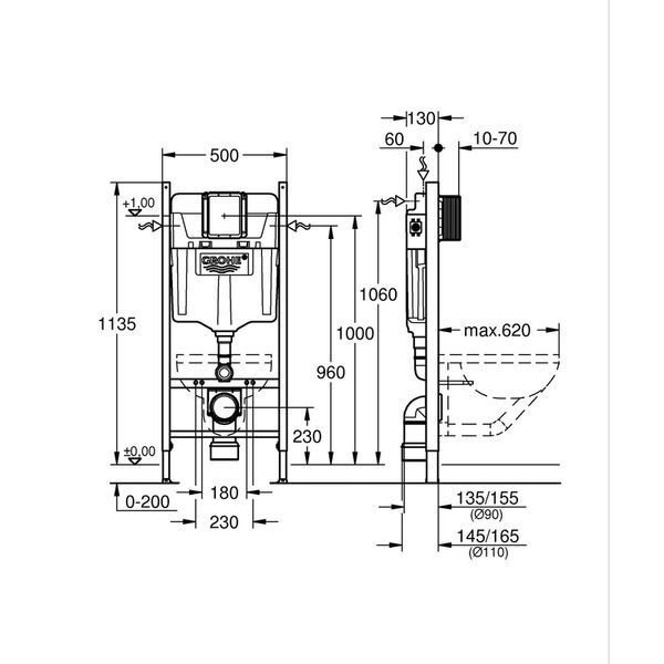 Комплект Grohe Set Унітаз ELLIPSE-0305-T3 + Інсталяція UA388400WG + панель 38732000 (388400WGELLIPS0305T3) 388400WGELLIPS0305T3 фото