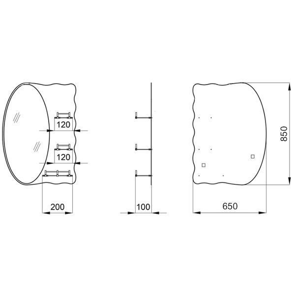 Дзеркало настінне Zerix SOLO MOZ01-65x85x10 асиметричне з 3-ма полицями (ZX5625) ZX5625 фото